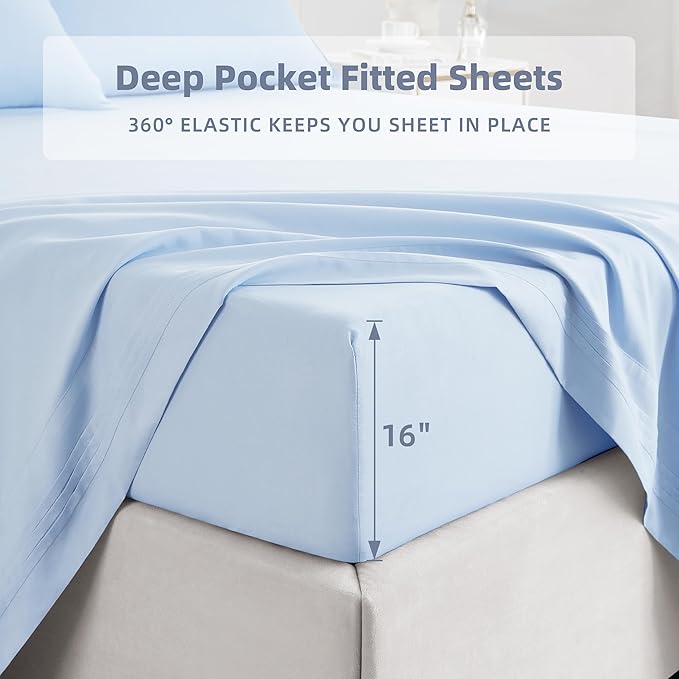 HOT SALE 💰6-Piece Queen Sheet Set - Luxury Hotel Bedding for Women & Men, Soft & Cooling Brushed Microfiber with Deep Pockets, Wrinkle-Free & Easy Care