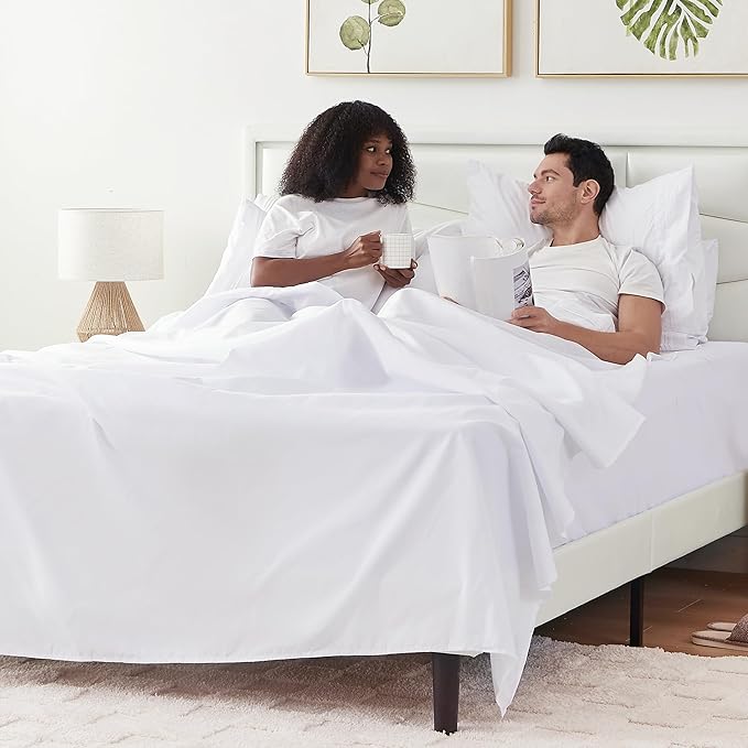 🛌KKN 6-Piece Queen Sheet Set - Luxury Hotel Bedding for Women & Men, Soft & Cooling Brushed Microfiber with Deep Pockets, Wrinkle-Free & Easy Care（White）